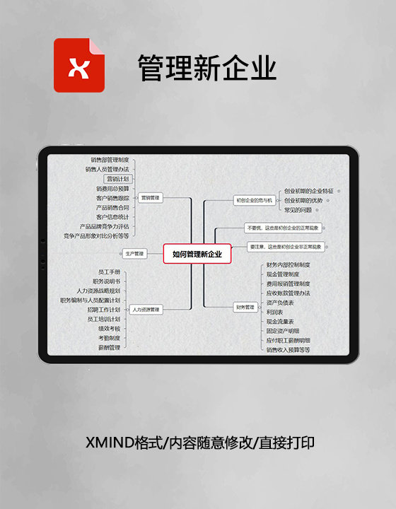 思维导图简洁管理新企业XMind模板 思维导图简洁管理新企业XMind模板