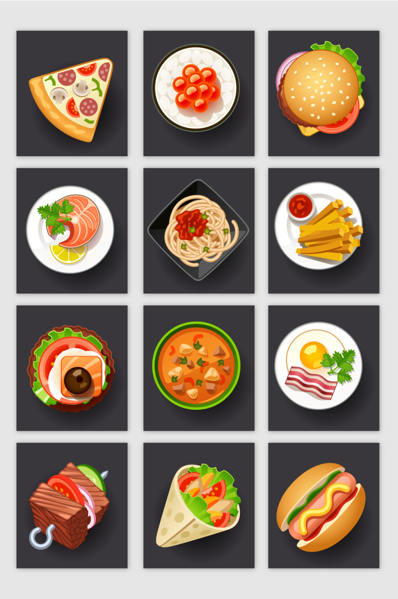 卡通风格美食食物矢量元素