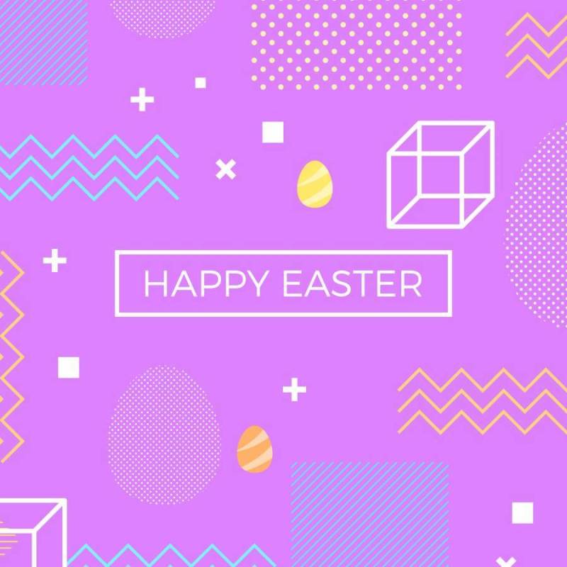 复活节快乐孟菲斯风格矢量背景