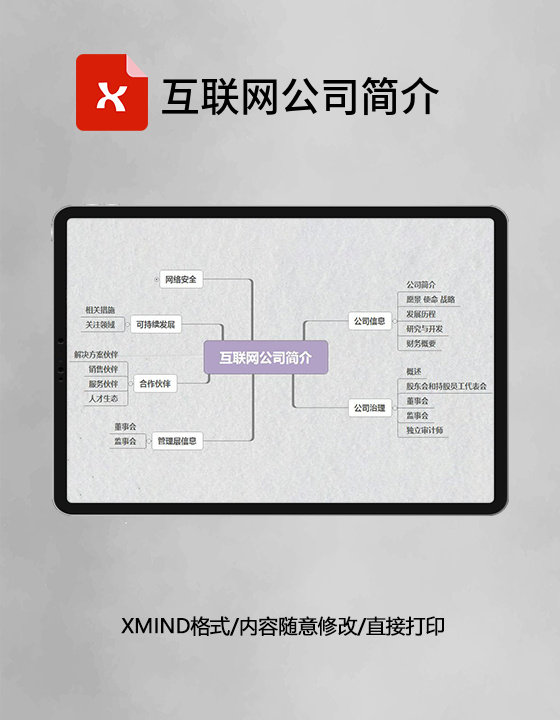 思维导图简洁互联网公司简介XMind模板