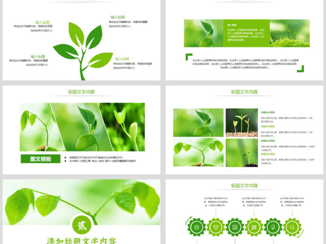 原创唯美绿色植物发芽植物生长敬畏生命PPT模板-版权可商用