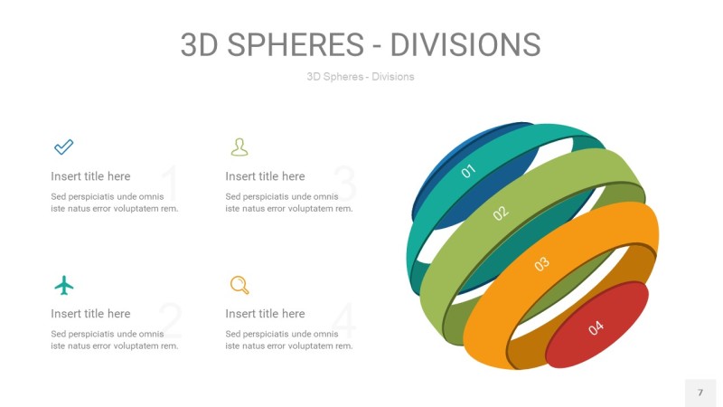 彩色3D球体切割PPT信息图7