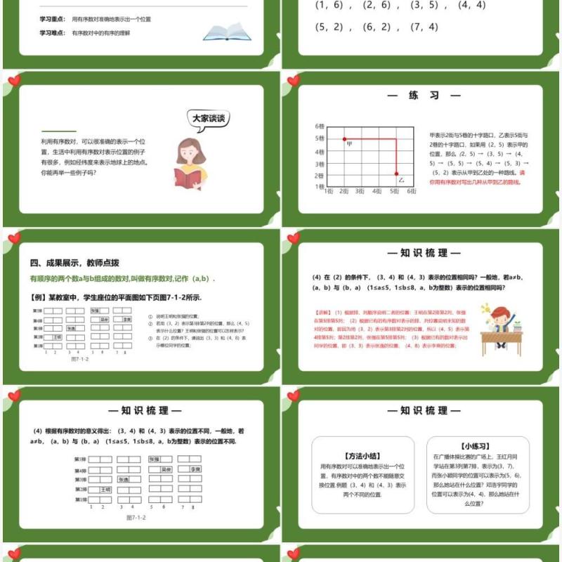 部编版七年级数学下册有序数对课件PPT模板