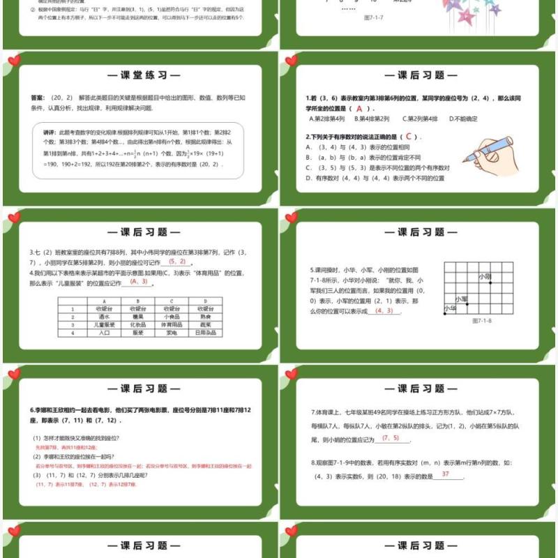 部编版七年级数学下册有序数对课件PPT模板