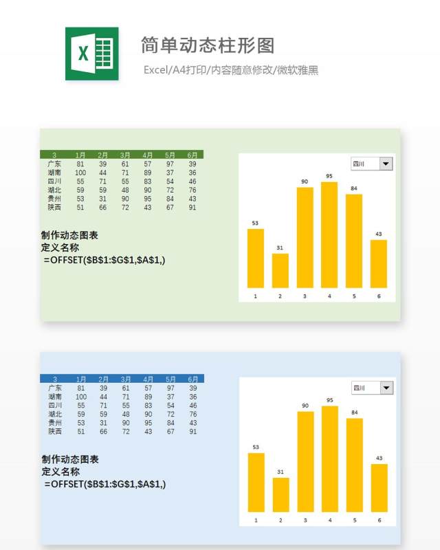 简单动态柱形图Excel表格模板