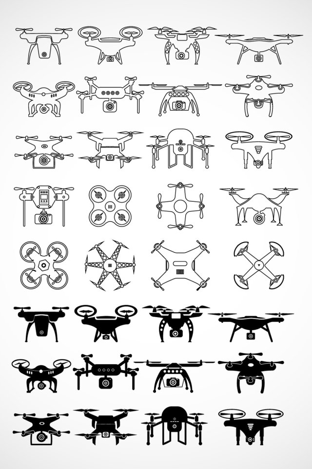 无人机剪影矢量素材