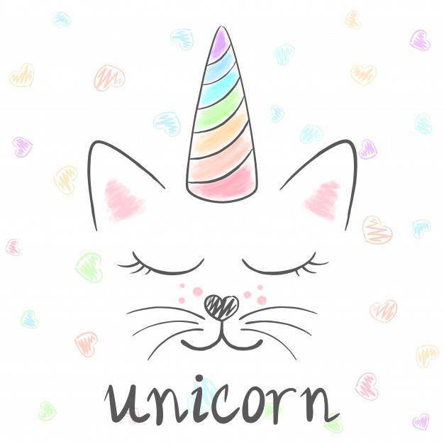 逗人喜爱的独角兽,猫叫声例证。有趣的公主和印花t恤的皇冠。手绘 逗人喜爱的独角兽,猫叫声例证。有趣的公主和印花t恤的皇冠。手绘