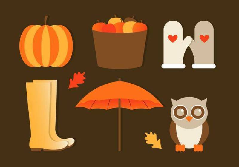  的平面设计矢量秋天元素和图标