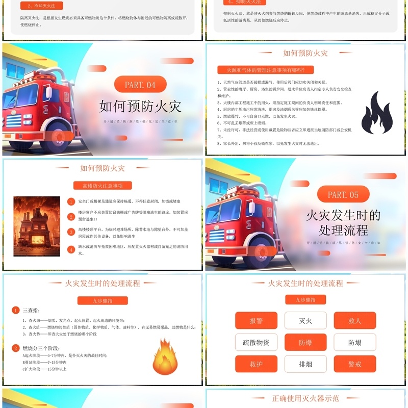 红色简约风消防演练防范于未然PPT模板