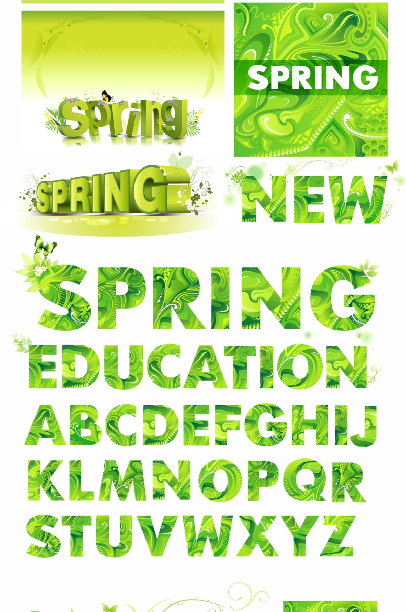 春季spring购物字体素材