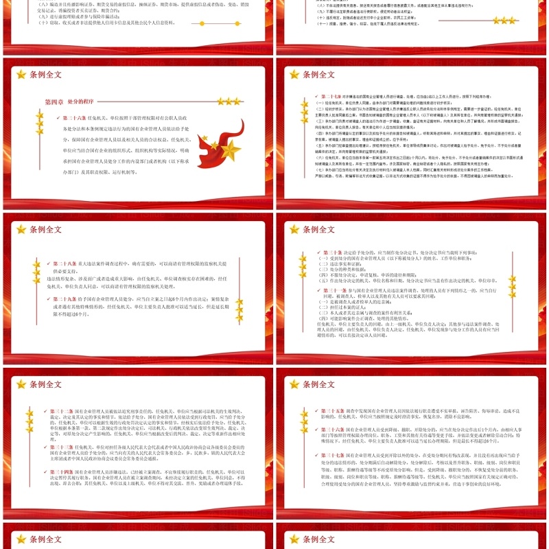 红色党政风国有企业管理人员处分条例PPT模板