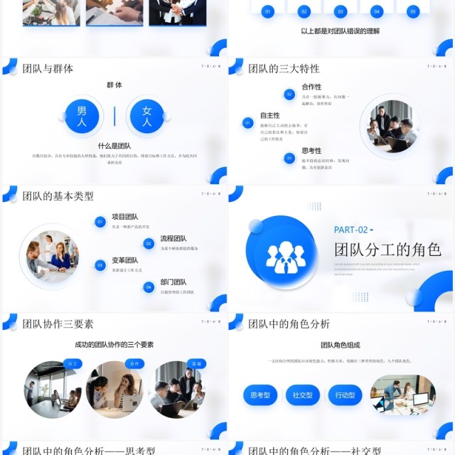 蓝色简约风团队分工与协作团队管理PPT模板 蓝色简约风团队分工与协作团队管理PPT模板