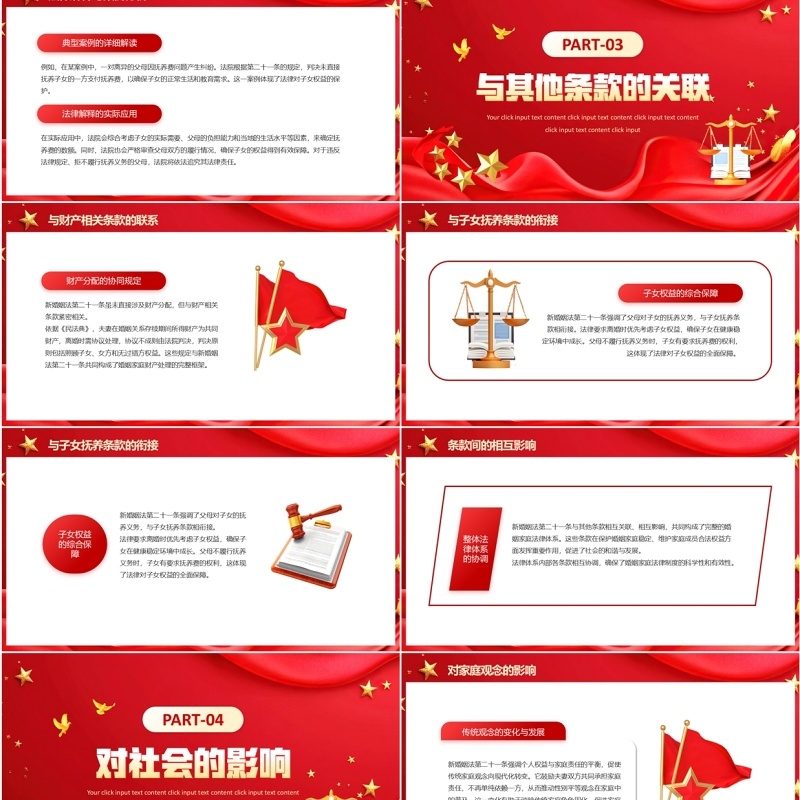 红色新婚姻法第二十一条内容解读PPT模板