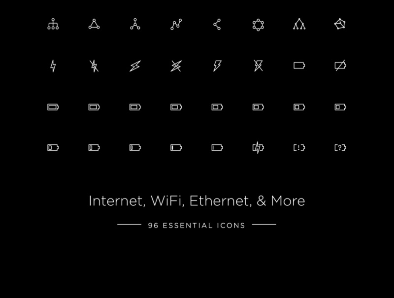 适用于互联网，WiFi，以太网等！，连接和电源图标