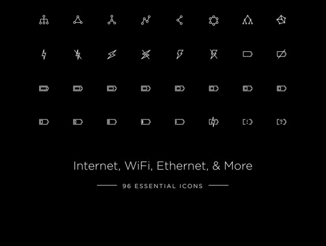 适用于互联网，WiFi，以太网等！，连接和电源图标