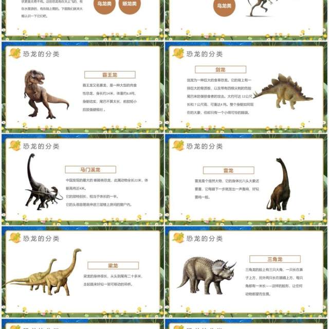 绿色卡通儿童恐龙知识介绍PPT模板 绿色卡通儿童恐龙知识介绍PPT模板