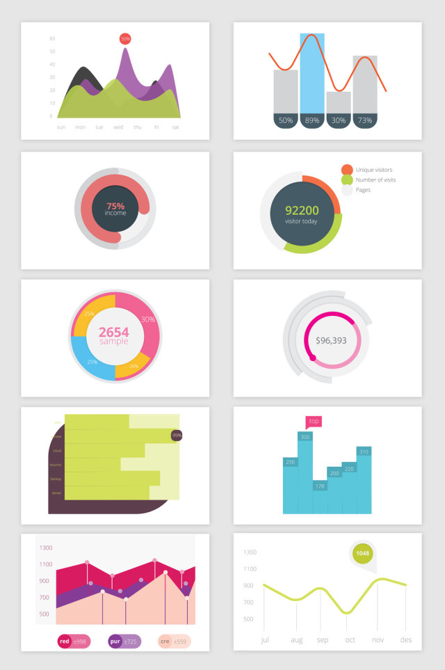 10款矢量PPT数据统计图标
