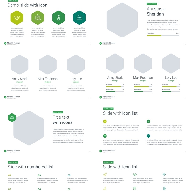 绿色月度计划规划工作汇报PPT动态模板可插图Monthly Planner animation