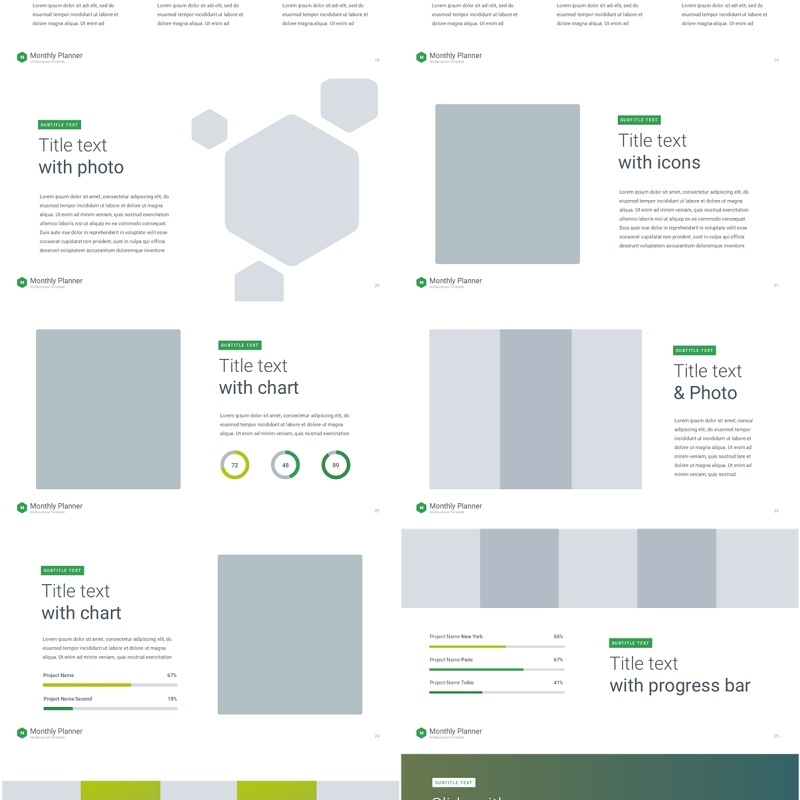 绿色月度计划规划工作汇报PPT动态模板可插图Monthly Planner animation