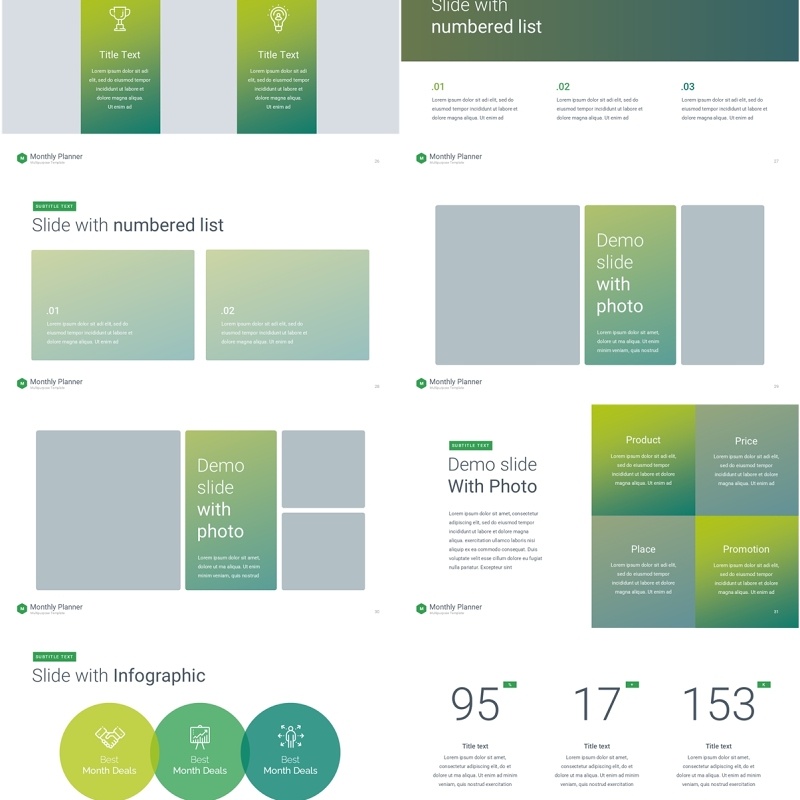 绿色月度计划规划工作汇报PPT动态模板可插图Monthly Planner animation