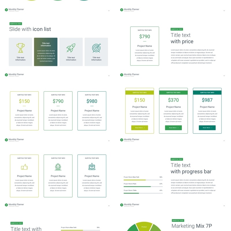 绿色月度计划规划工作汇报PPT动态模板可插图Monthly Planner animation