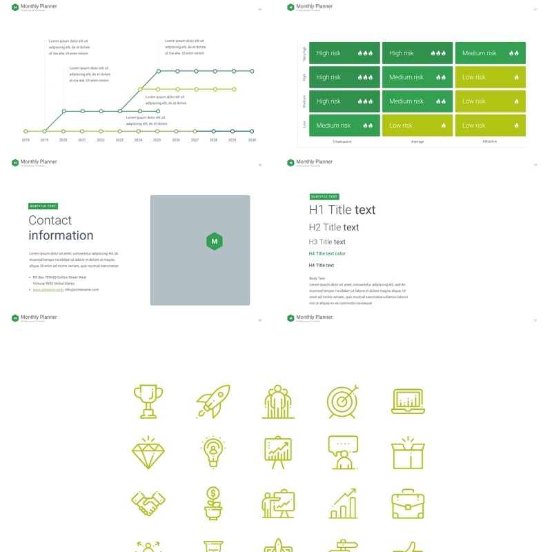 绿色月度计划规划工作汇报PPT动态模板可插图Monthly Planner animation