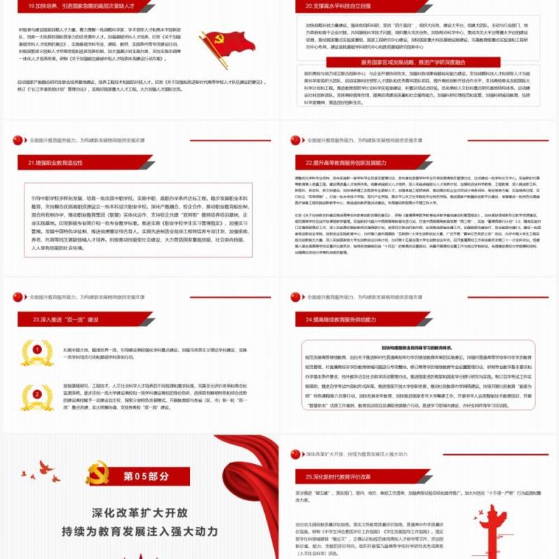 红色简约教育部2022年工作要点PPT模板