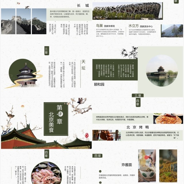 绿色中国风北京旅游攻略PPT模板 绿色中国风北京旅游攻略PPT模板