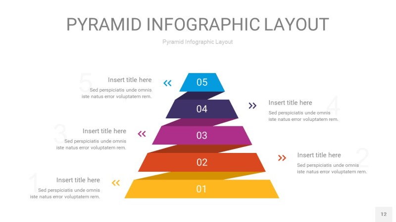 彩色3D金字塔PPT信息图表12
