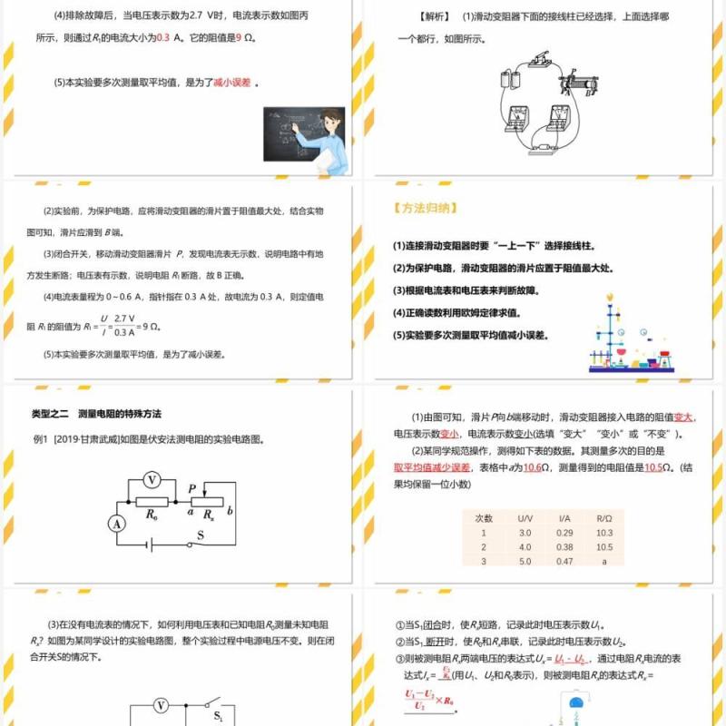 部编版九年级物理全册电阻的测量课件PPT模板