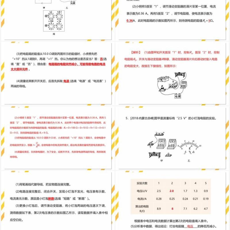 部编版九年级物理全册电阻的测量课件PPT模板