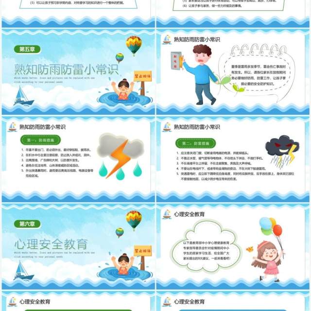 蓝色卡通快乐暑假安全教育PPT模板 蓝色卡通快乐暑假安全教育PPT模板