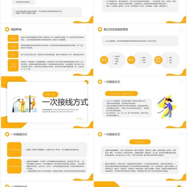 黄色简约风电气基础与用电安全PPT模板