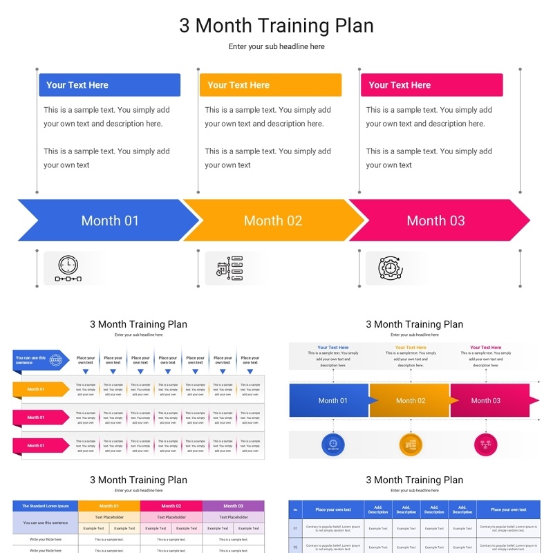 3个月培训计划信息图PPT模板3 Month Training Plan