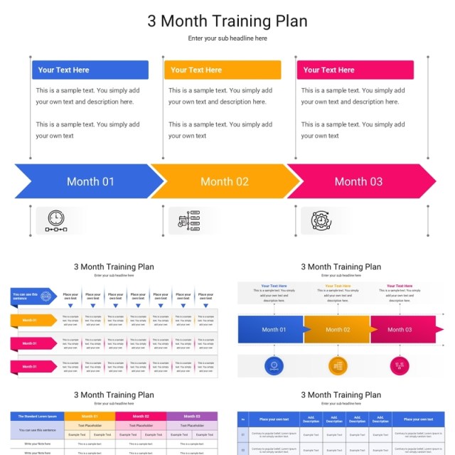 3个月培训计划信息图PPT模板3 Month Training Plan