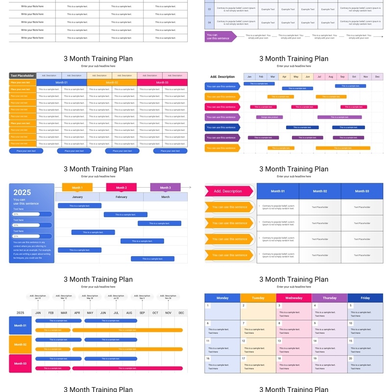 3个月培训计划信息图PPT模板3 Month Training Plan