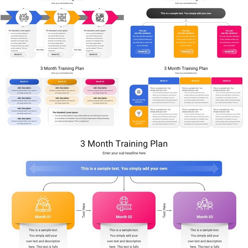 3个月培训计划信息图PPT模板3 Month Training Plan