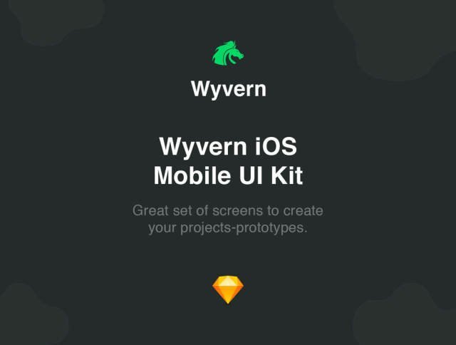 55 + iOS屏幕Sketch App中的7个类别，Wyvern iOS UI Kit