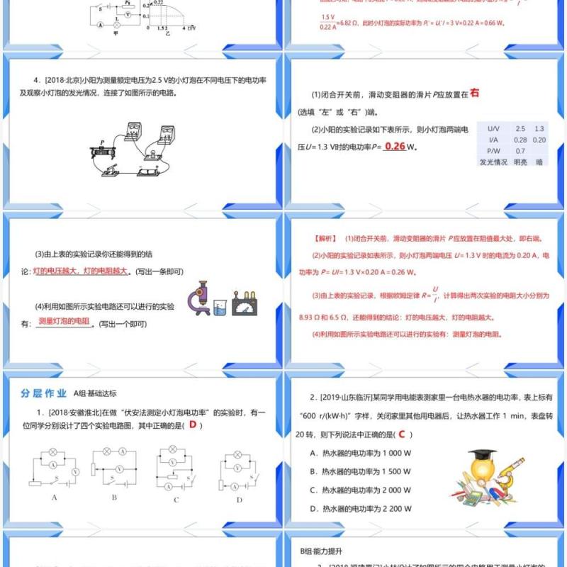 部编版九年级物理全册测量小灯泡的电功率课件PPT模板