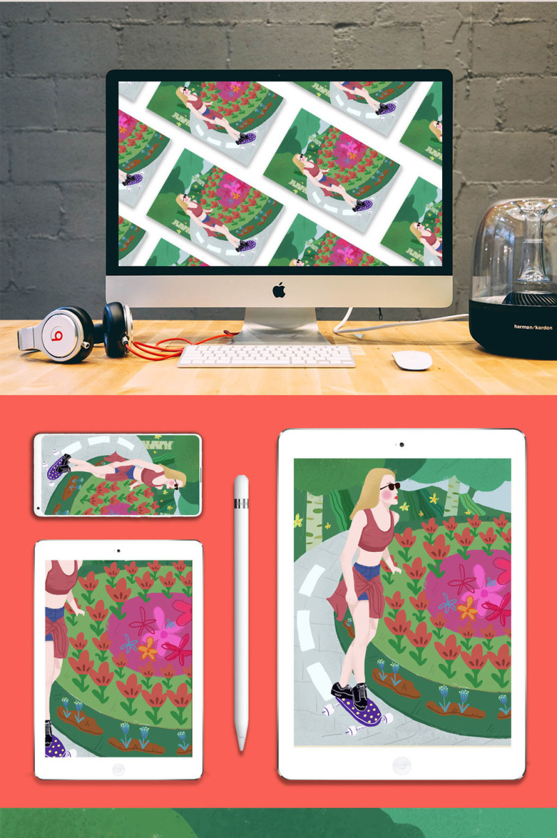 卡通漫画风滑板图