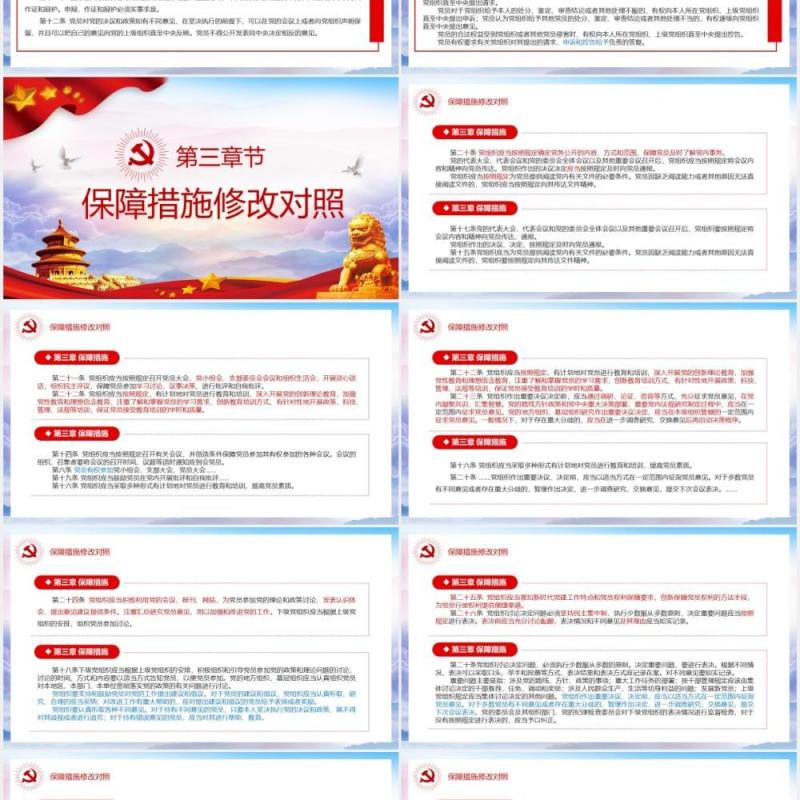 中国共产党党员权利保障条例前后对照表党政PPT模板