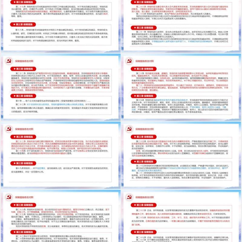 中国共产党党员权利保障条例前后对照表党政PPT模板