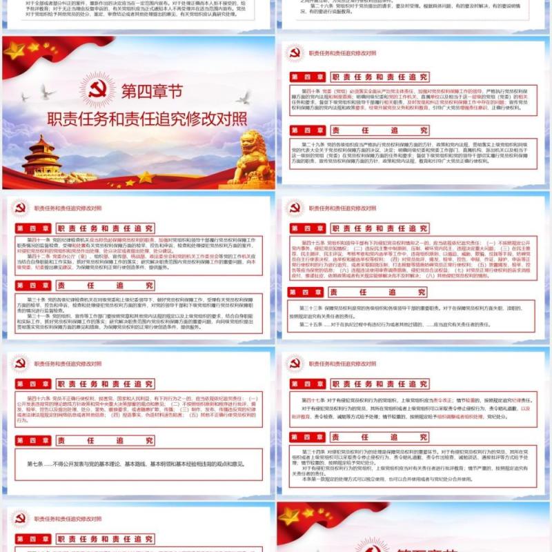 中国共产党党员权利保障条例前后对照表党政PPT模板