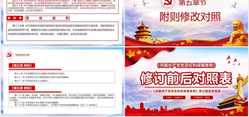 中国共产党党员权利保障条例前后对照表党政PPT模板