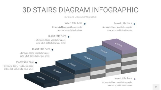 莫兰迪蓝色3D阶梯PPT图表2