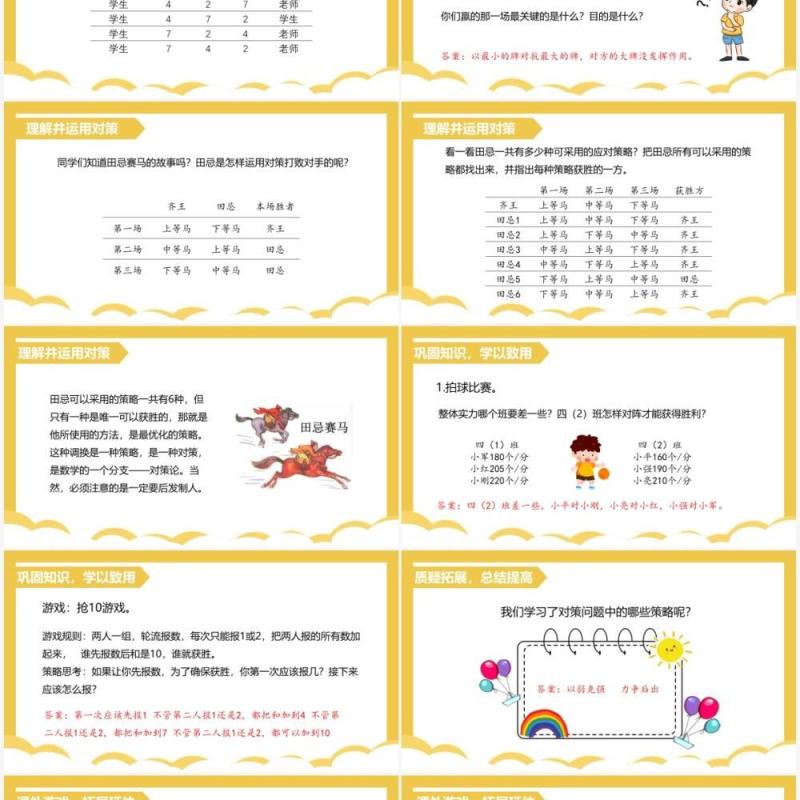 部编版四年级数学上册对策课件PPT模板