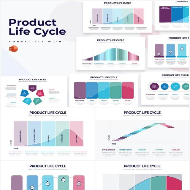 国外多彩项目产品生命周期PPT信息图表素材Product Life Cycle Powerpoint Infographics 国外多彩项目产品生命周期PPT信息图表素材Product Life Cycle Powerpoint Infographics