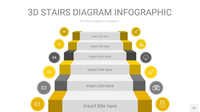 灰黄色3D阶梯PPT图表28
