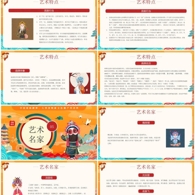 橙色国潮风非遗系列之昆曲介绍PPT模板 橙色国潮风非遗系列之昆曲介绍PPT模板