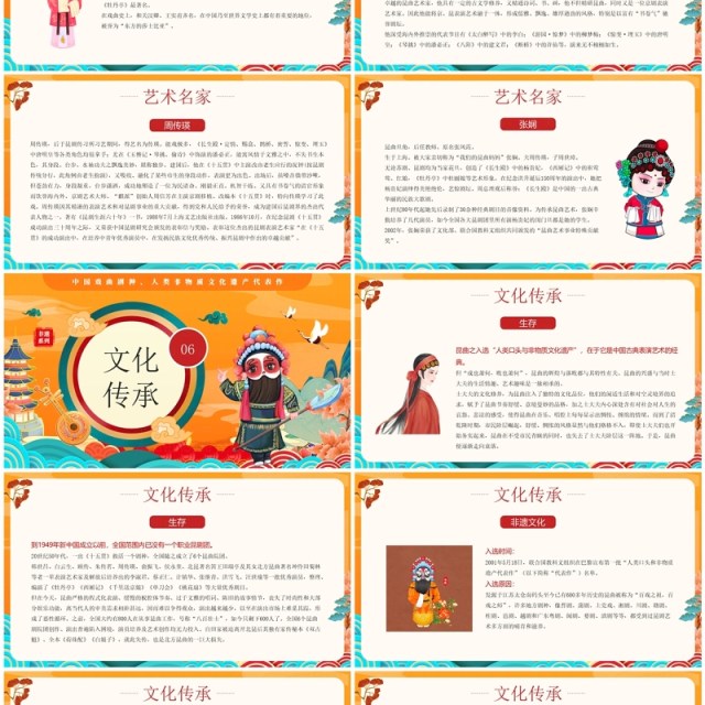 橙色国潮风非遗系列之昆曲介绍PPT模板 橙色国潮风非遗系列之昆曲介绍PPT模板